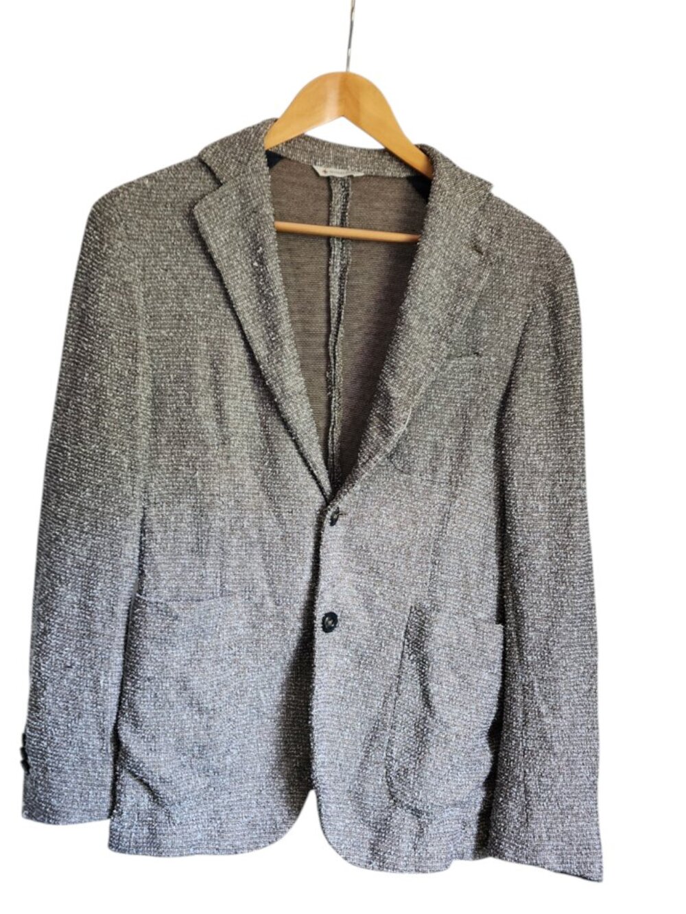 Manuel Ritz Gray Tweed Knit Blazer Jacket | Two Button Sport Coat S/M